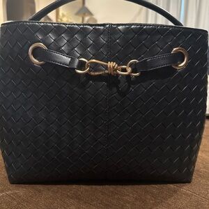 Time and Tru Black Woven Shoulder Bag